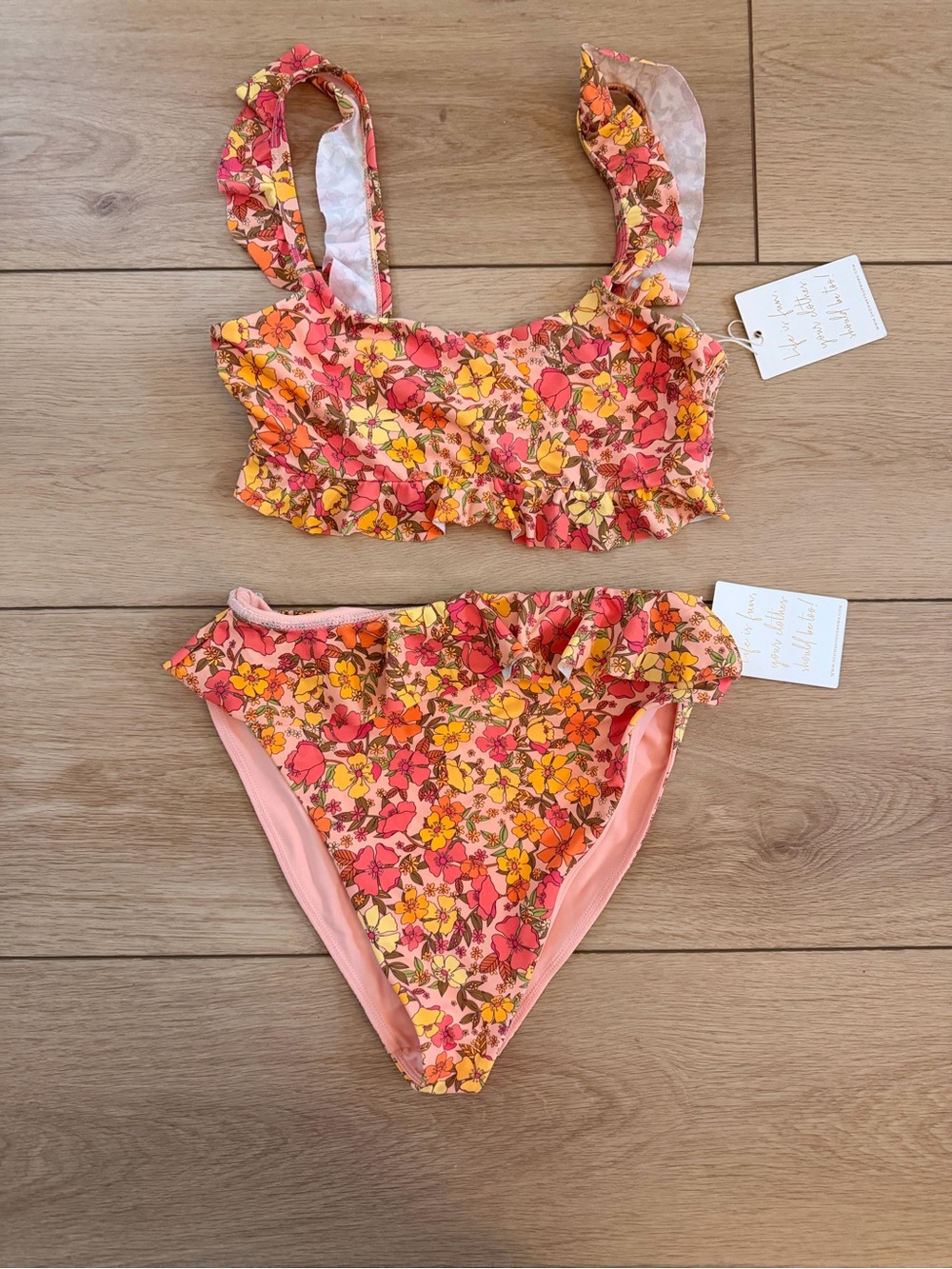 Show Me Your Mumu Pink & Yellow Floral Ruffle Two-Piece
